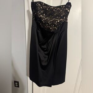 White House Black Market Strapless Black Lace Dress